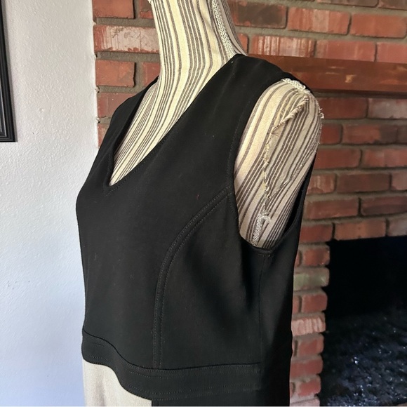 St. John Colorblock Knit Sleeveless Sheath Dress Black Taupe Sz 14 - Picture 5 of 9